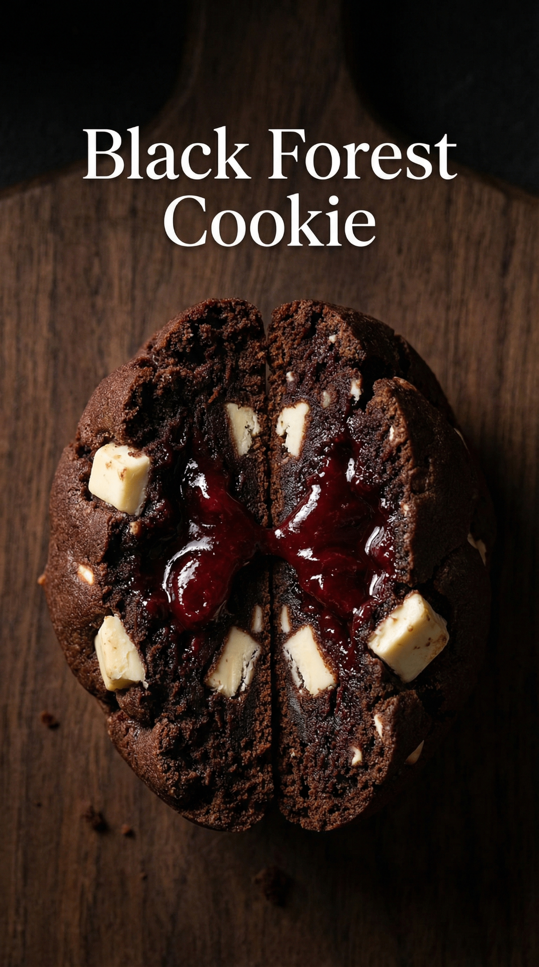 Black Forest Cookie with cherry filling and white chocolate chunks
