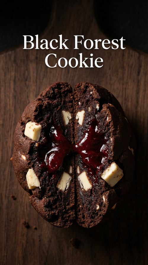 Black Forest Cookie with cherry filling and white chocolate chunks