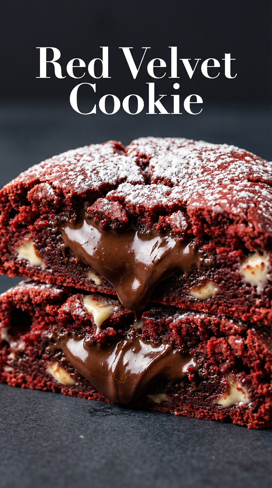 Red Velvet Stuffed Cookie with molten chocolate center